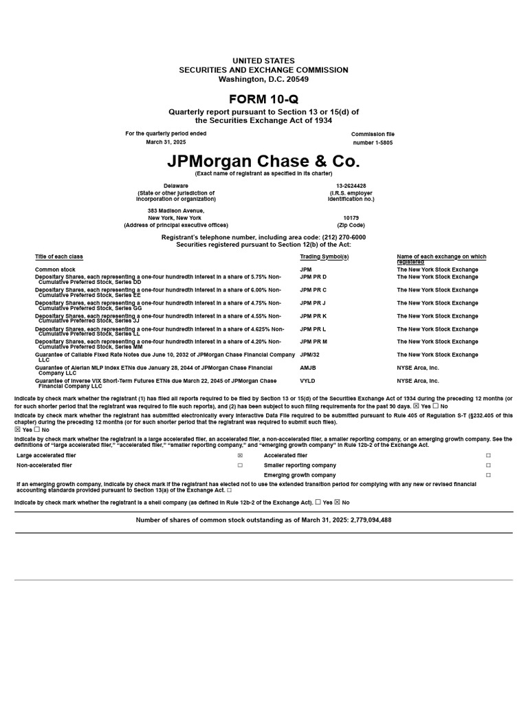 Jpmorgan Chase & Co.: Form 10-Q | PDF | Financial Risk | Jp Morgan Chase