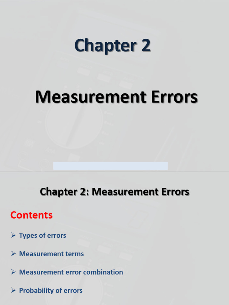 Measurement Errors: Types and Analysis | PDF | Errors And Residuals ...