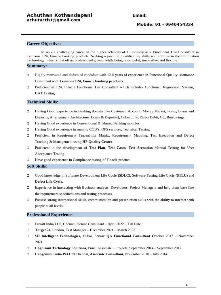 Luxoft India LLP: Functional Test Consultant | PDF | Software Testing ...