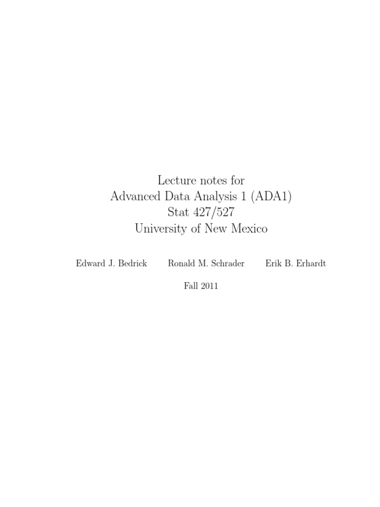 Advanced Data Analysis Lecture Notes | PDF | Quartile | Statistical Theory