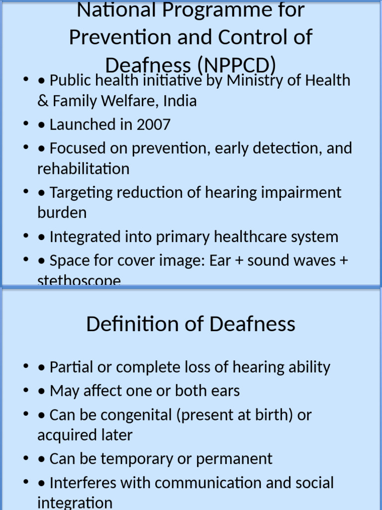 NPPCD: India’s Hearing Loss Initiative | PDF | Hearing Loss | Hearing