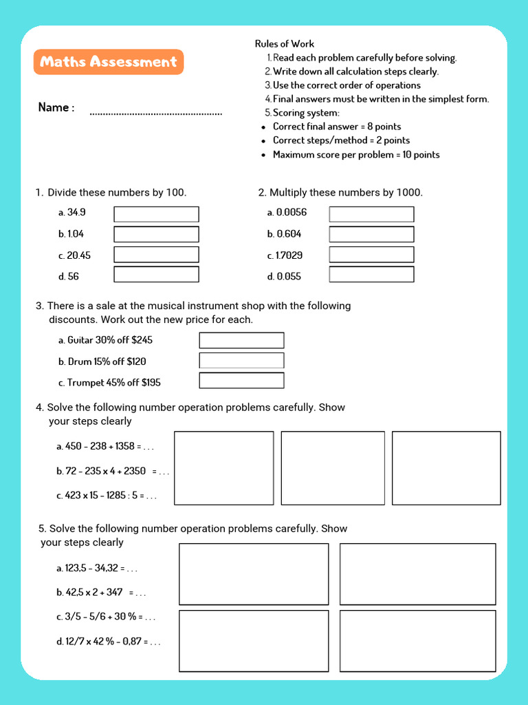 Maths Assessment Guidelines and Problems | PDF