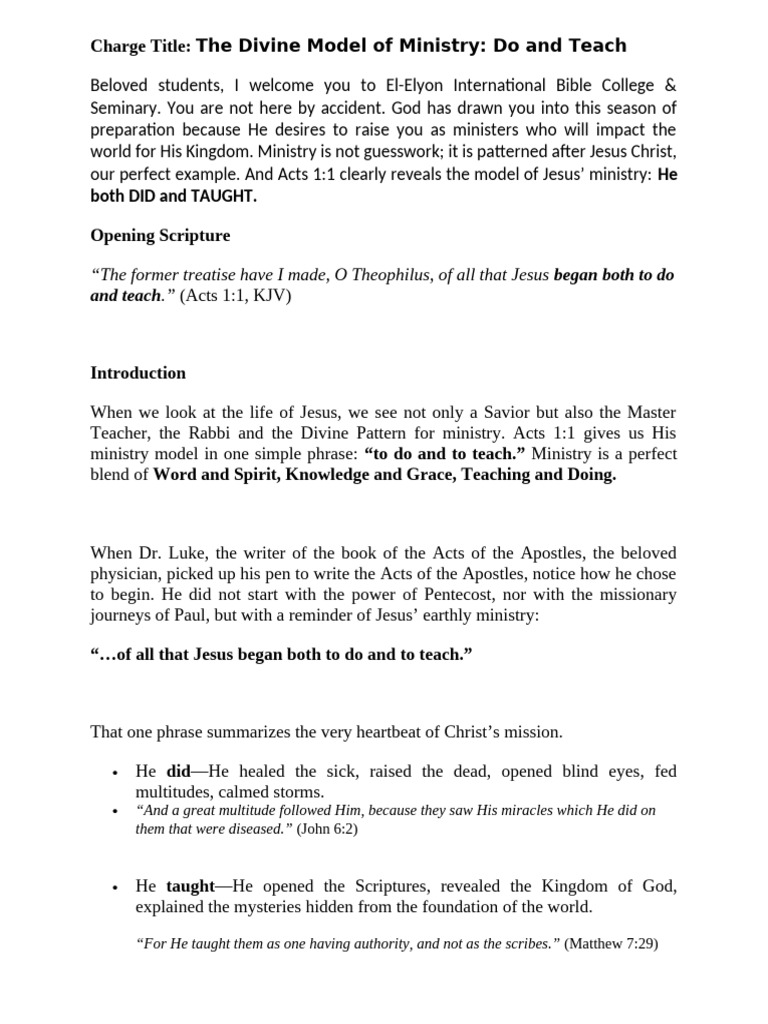 Jesus' Ministry Model: Do and Teach | PDF | Jesus | Acts Of The Apostles