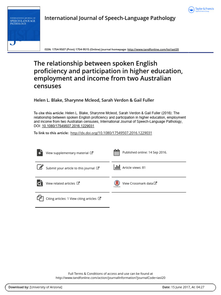 The Relationship Between Spoken English Proficiency and Participation ...