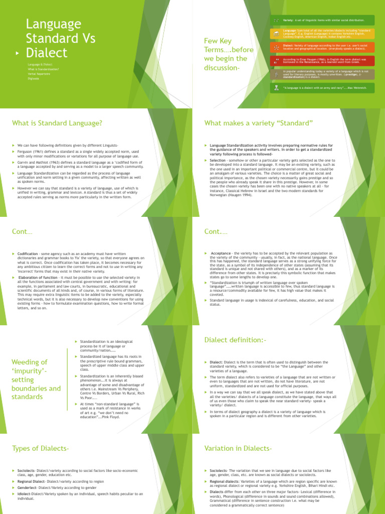 Understanding Standard Language vs Dialect | PDF | Dialect | English ...