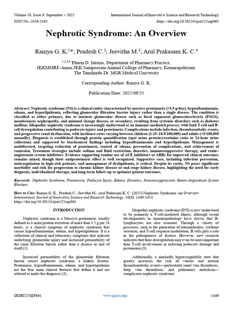 Nephrotic Syndrome Overview and Management | PDF | Chronic Kidney ...
