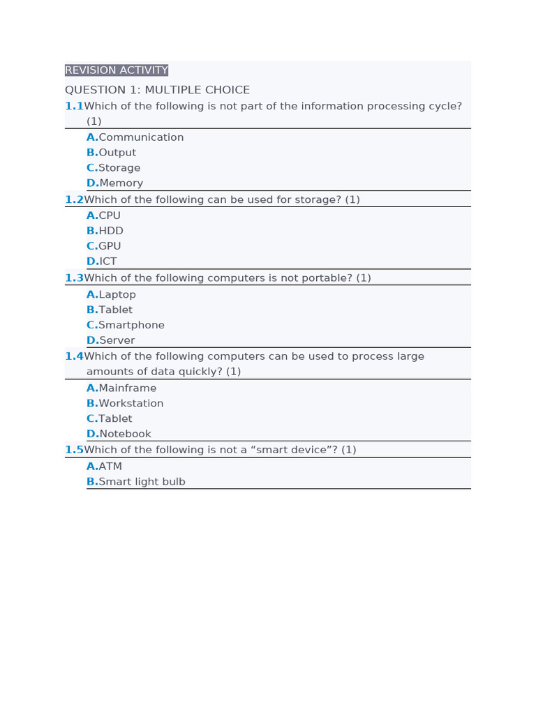 Grade 10 ICT Report Card Revision | PDF | Laptop | Computer Data Storage