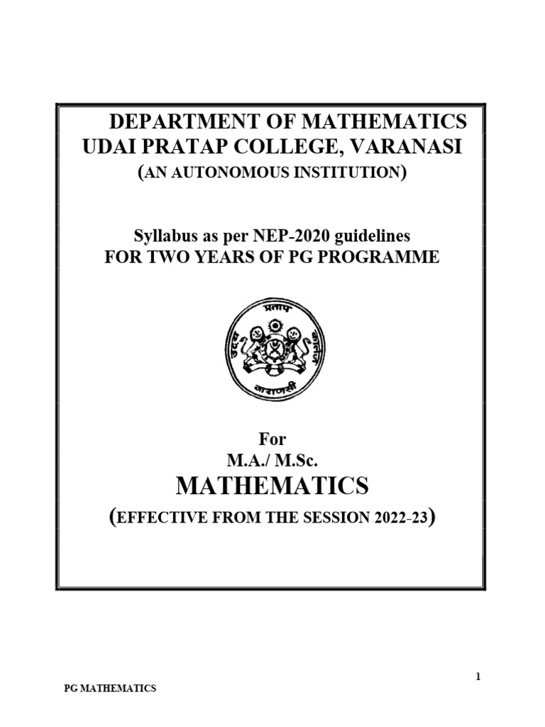 PG Mathematics Syllabus NEP-2020 | PDF | Hilbert Space | Teaching ...