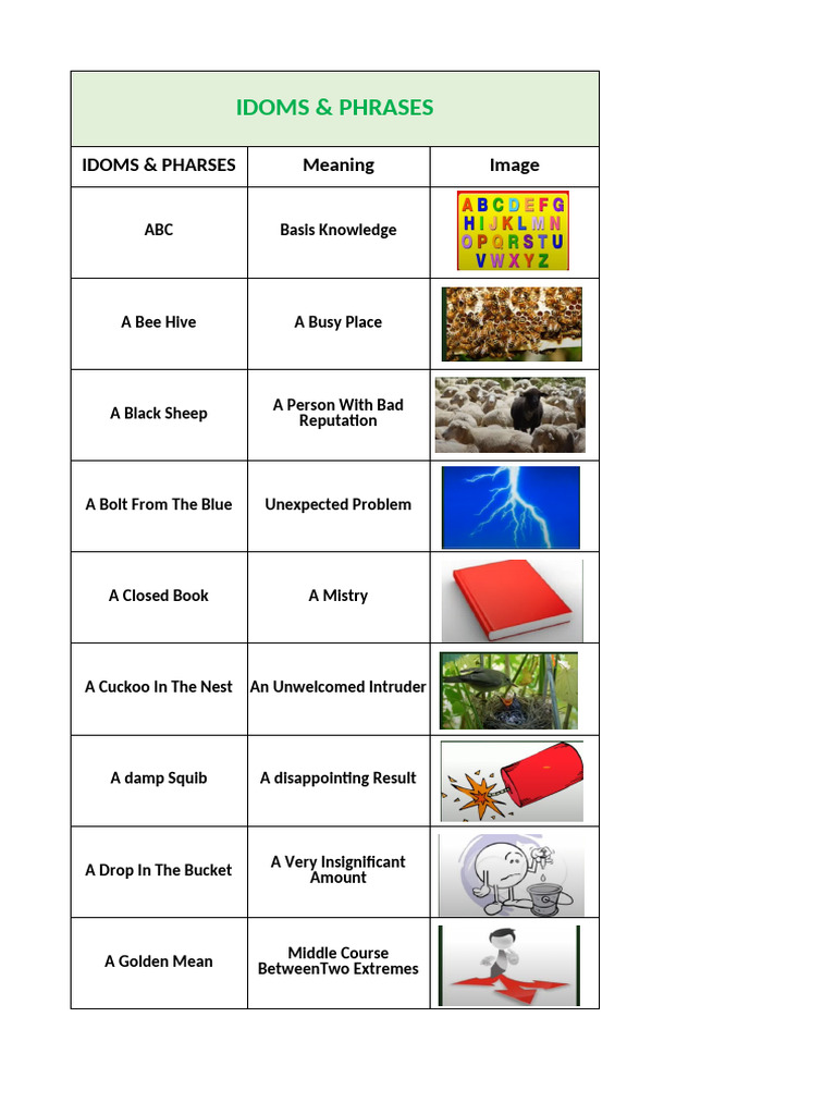Common Idioms and Their Meanings | PDF | Idiom