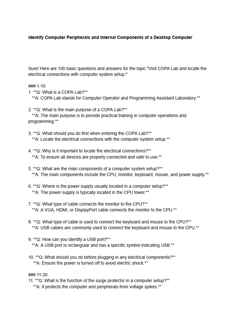 Identify Computer Peripherals and Internal Components of A Desktop ...