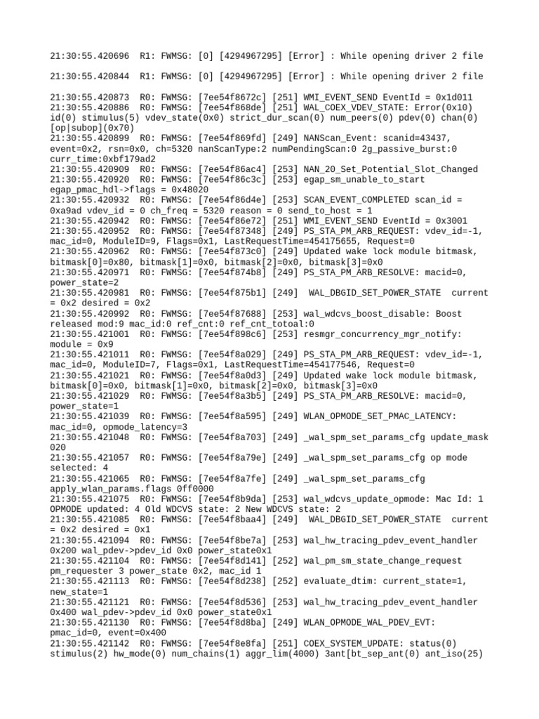 WLAN Driver Error Log Analysis | PDF