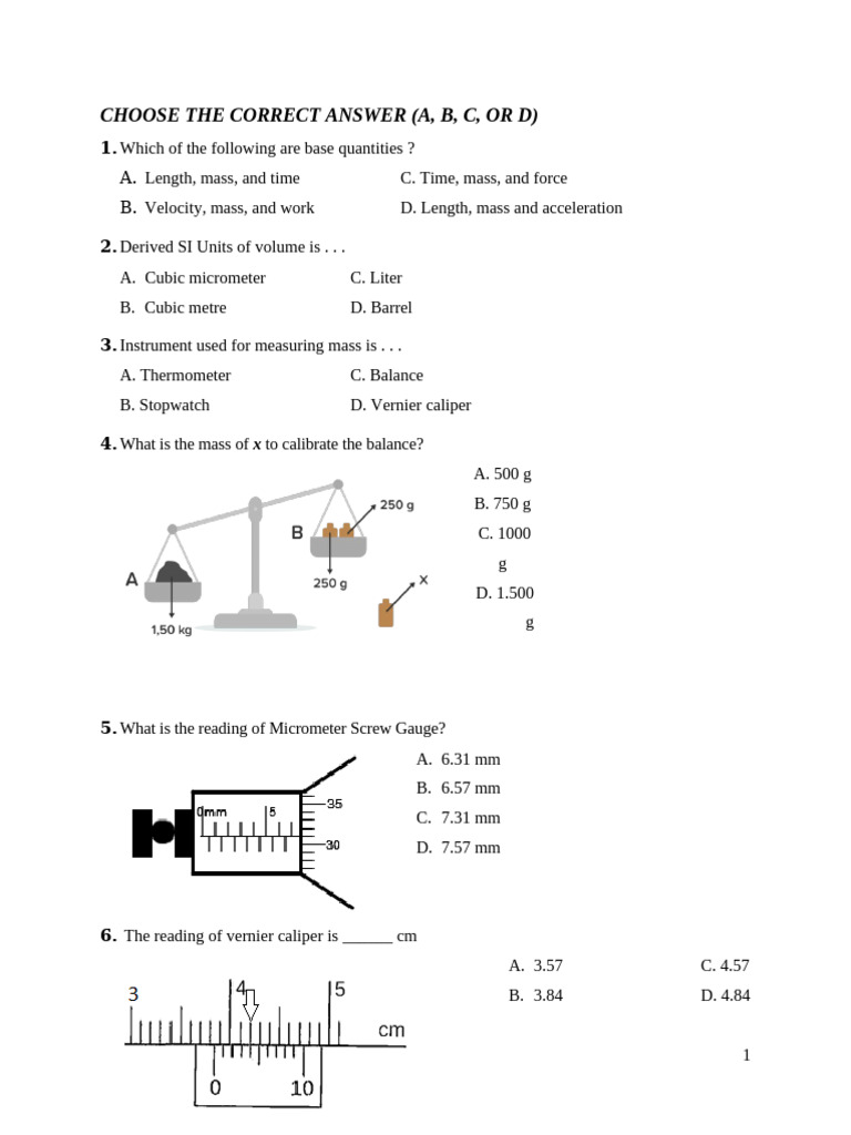 Science Quiz: Measurement & Classification | PDF | Heat | Heat Capacity