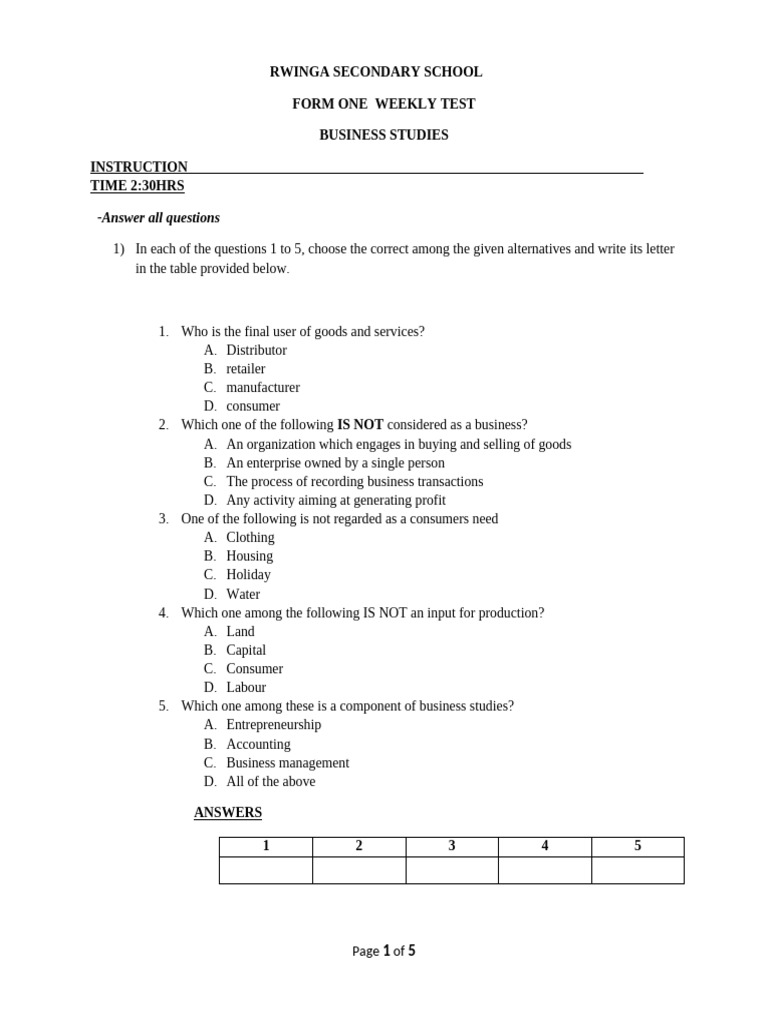 Business Studies f1 - 073735 | PDF | Goods | Business