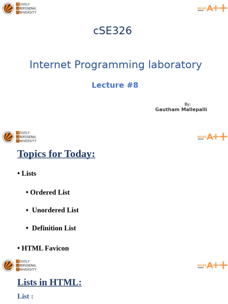 HTML Lists and Favicon Guide | PDF