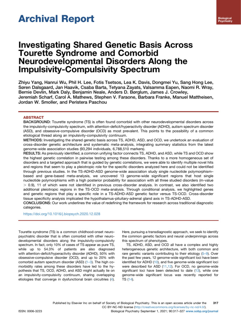 Tourette y Compulsion Base Genetica | PDF | Single Nucleotide ...