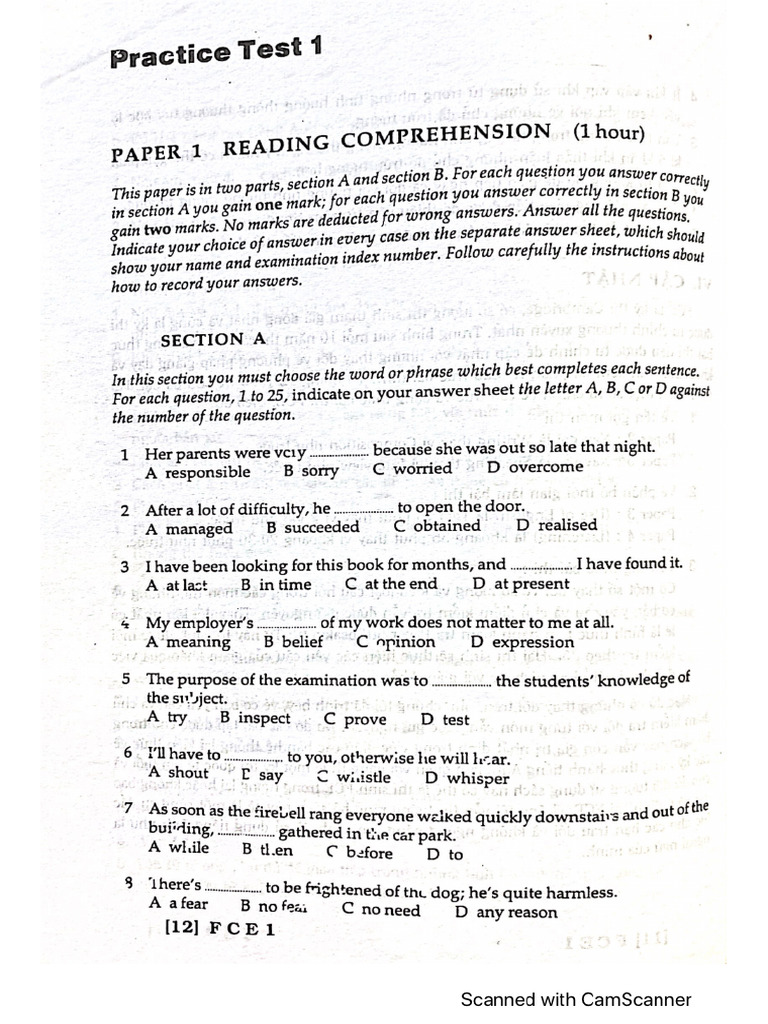 Practice 1 Test 1 | PDF