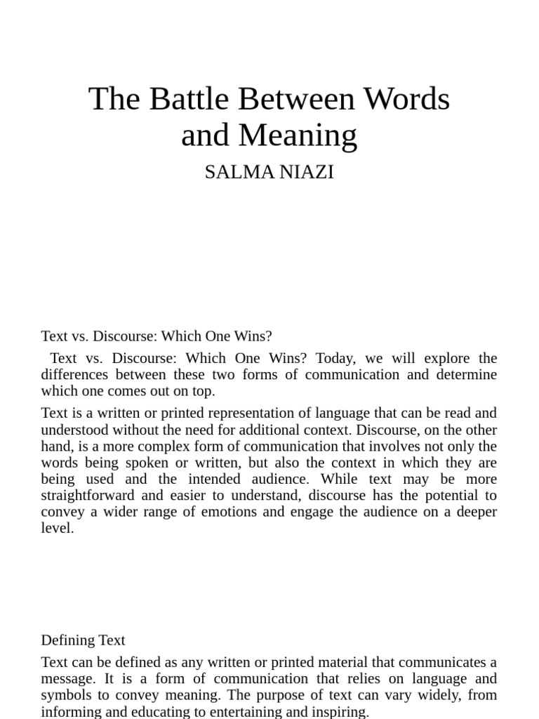 Text vs. Discourse: Key Differences Explained | PDF | Communication ...