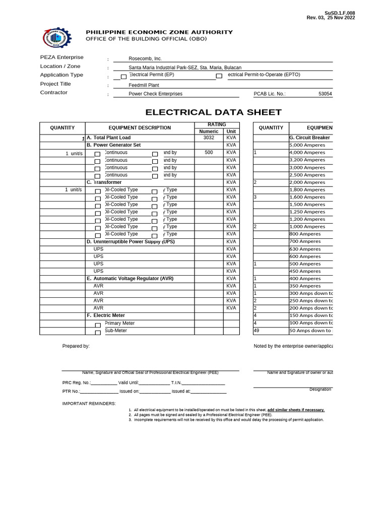 Susd 2022-002 Electrical Data Sheet | PDF | Power Supply | Power ...