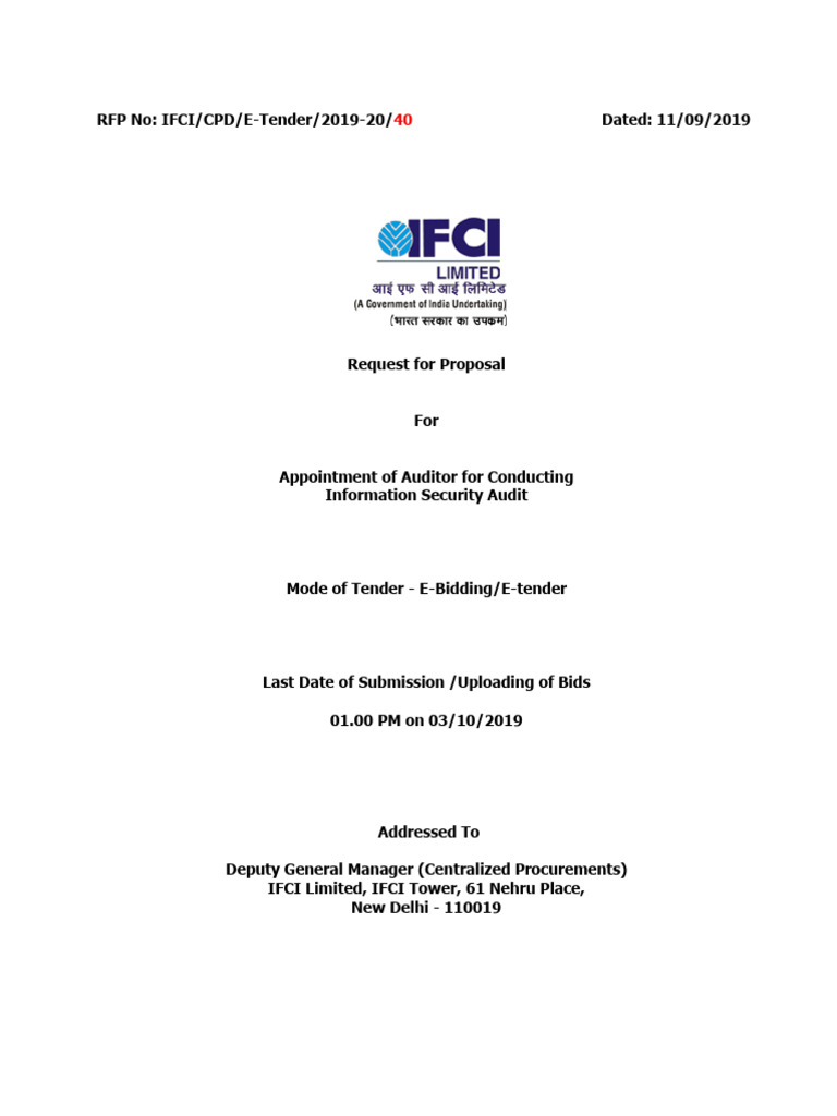 Auditor RFP for Information Security Audit | PDF | Computer Network ...