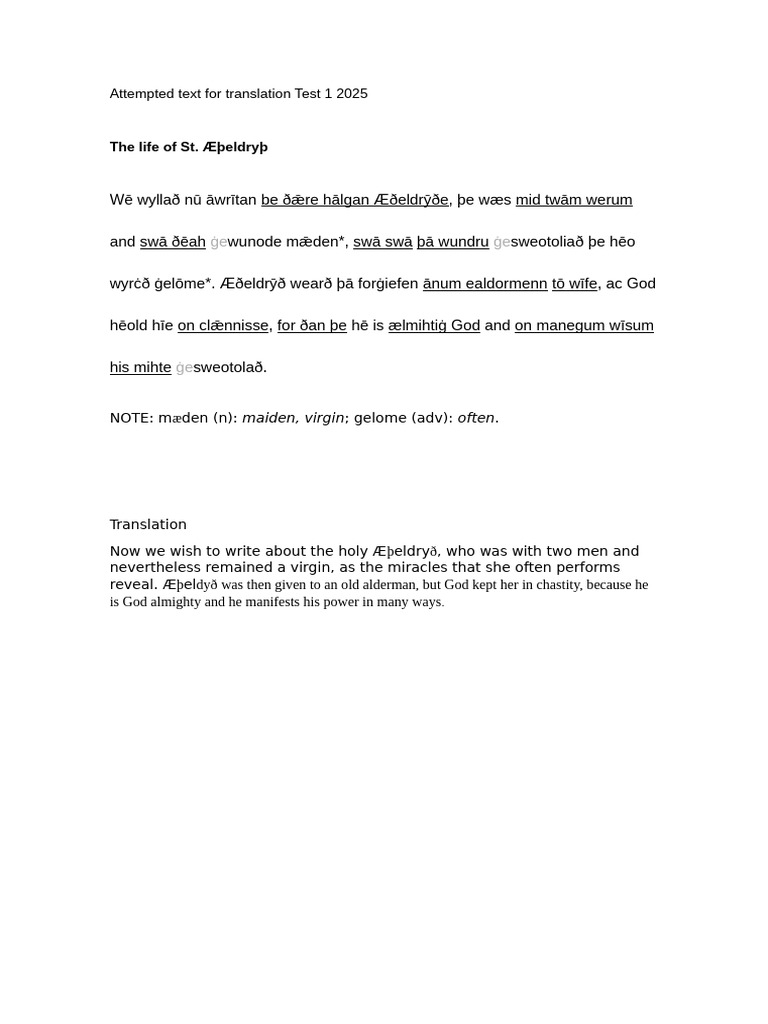 Attempted Text For Translation 2024-25 With Key | PDF