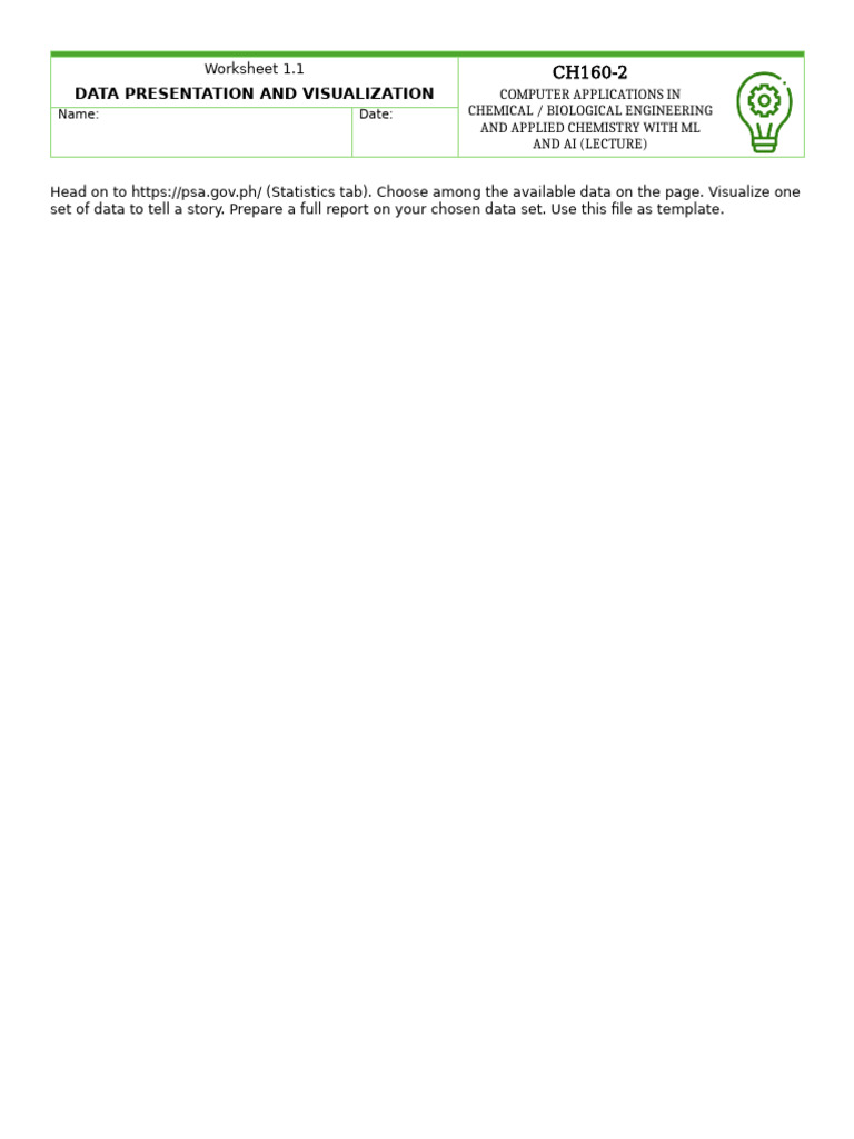 Data Presentation and Visualization: Worksheet 1.1 | PDF