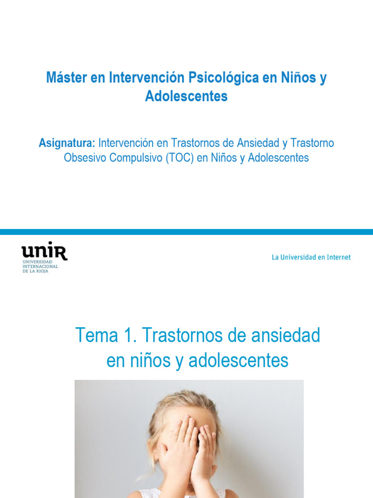 Trastornos de Ansiedad en Niños y Adolescentes | PDF | Trastorno de ...