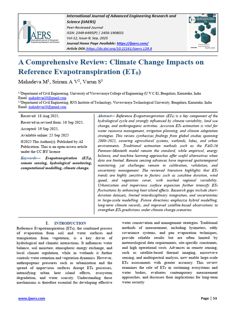 Climate Change and Evapotranspiration Review | PDF | Evapotranspiration ...