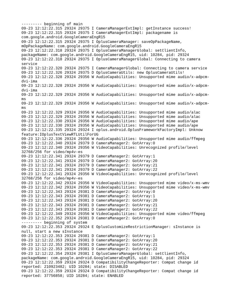 Camera Service Log Analysis | PDF | Operating System Technology ...