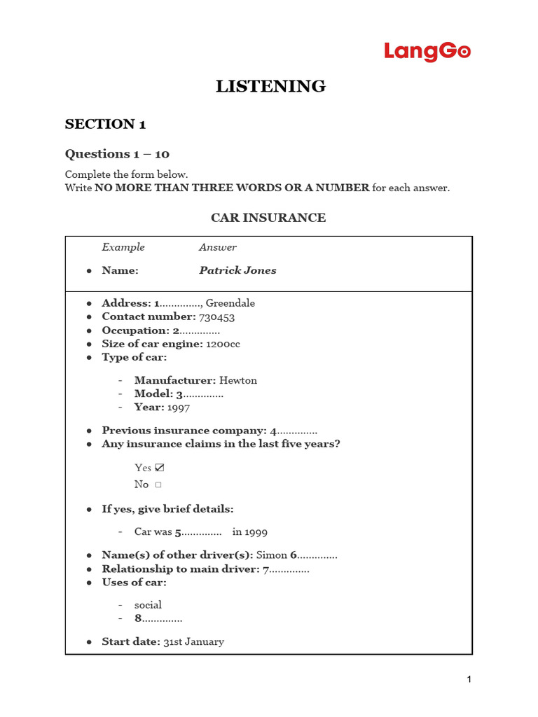 Listening Practice Test 2 | PDF