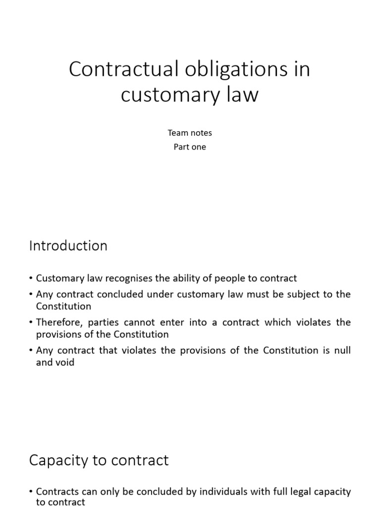 Customary Law Contractual Obligations | PDF | Marriage | Common Law
