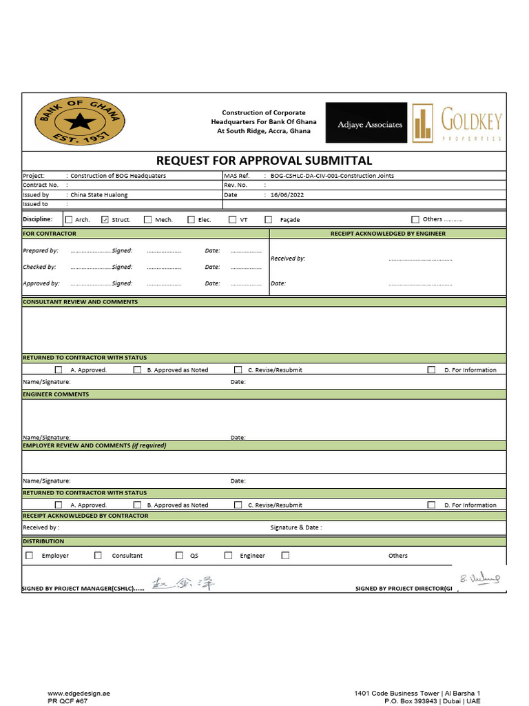 BOG Headquarters Construction Approval Document | PDF