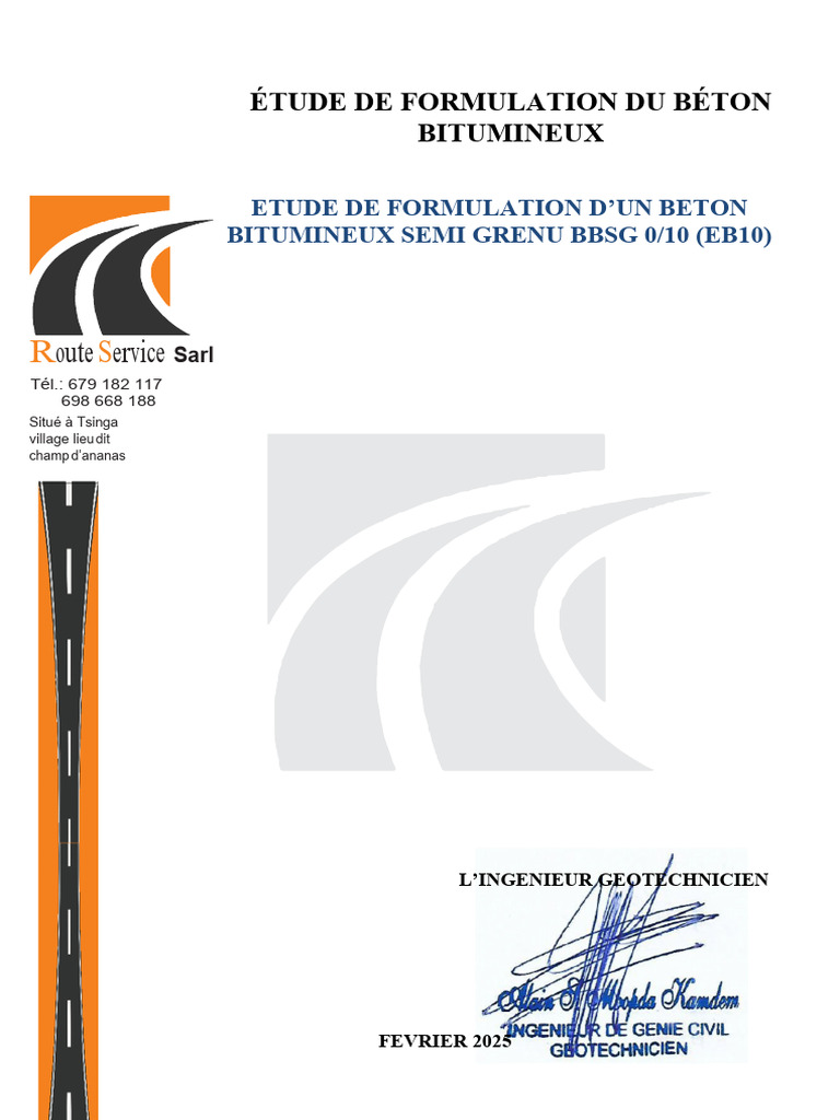 Formulation du Béton Bitumineux BBSG 0/10 | PDF | Béton | Grave (granulat)