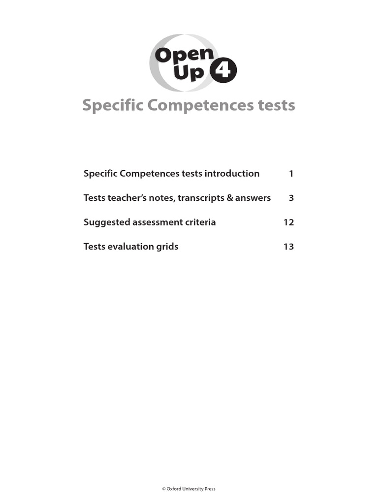 Specific Competences Tests Overview | PDF | Multiple Choice | Mediation