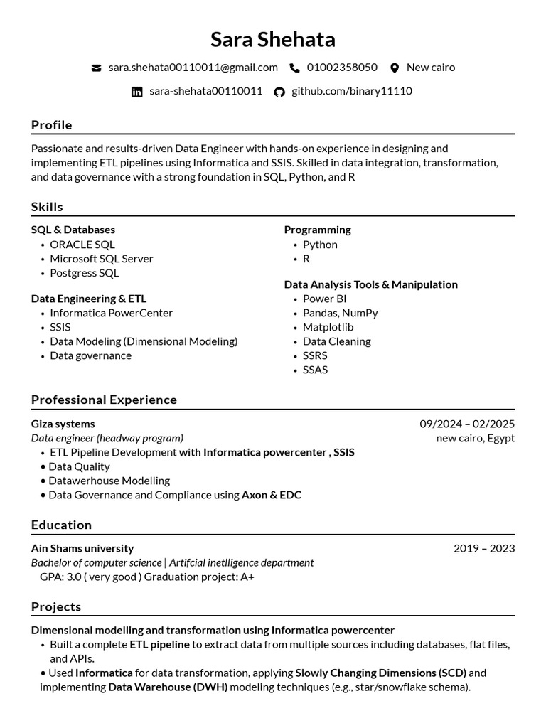 Data Engineer Profile: Skills & Experience | PDF | Microsoft Sql Server ...