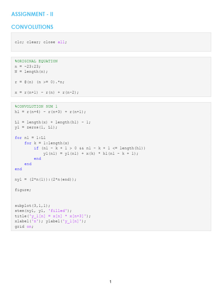 Convolution Sums in MATLAB Analysis | PDF