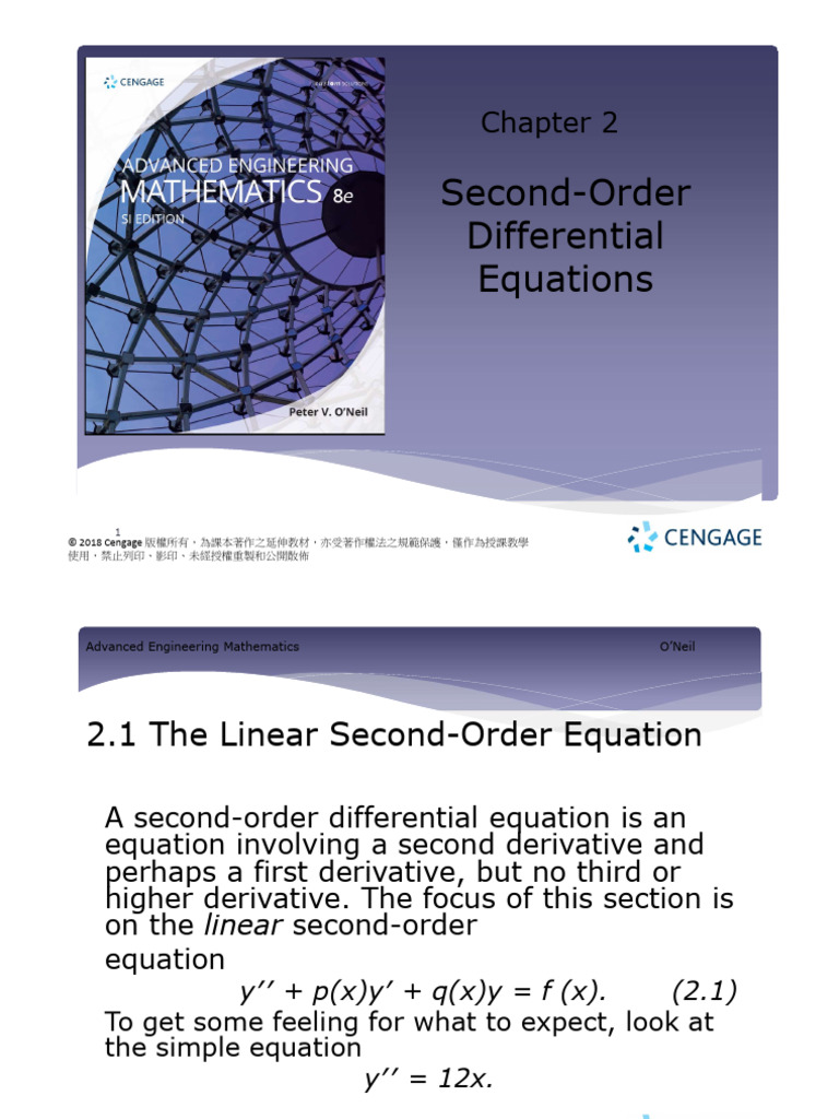 Ch2 Second OrderDifferentialEquations | PDF | Differential Equations ...