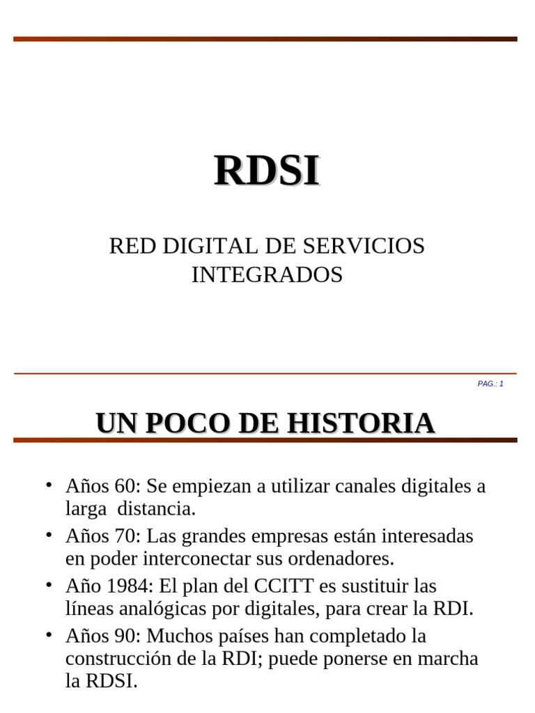 Historia y Características de RDSI | PDF | Transmisión de datos ...