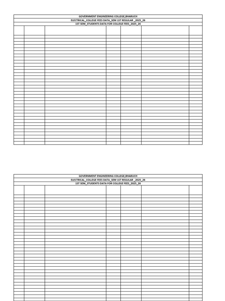 1st Semester Student Data 2025-26 | PDF
