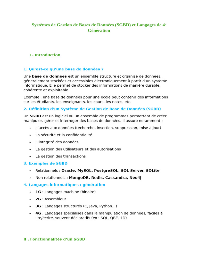 Introduction aux SGBD et requêtes SQL | PDF | Bases de données | SQL