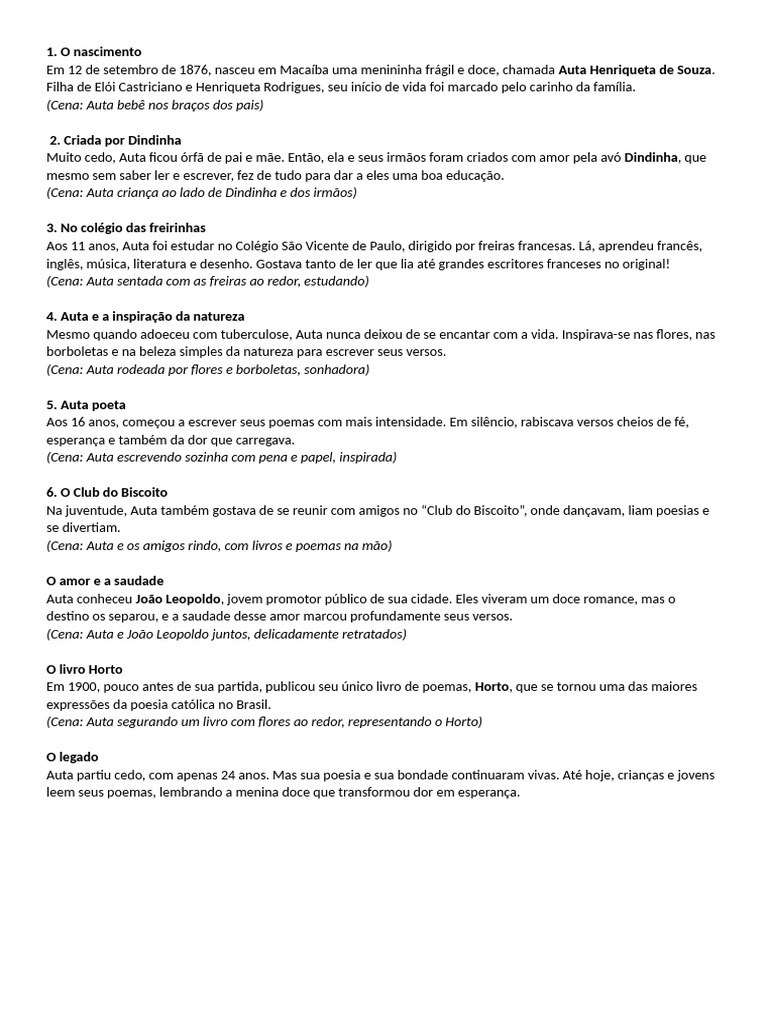 Biografia de Auta de Souza para Crianças | PDF