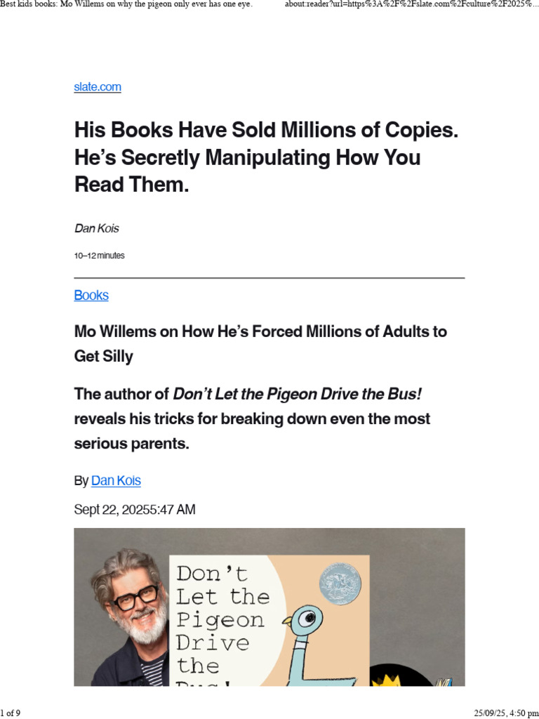 Best Kids Books Mo Willems On Why The Pigeon Only