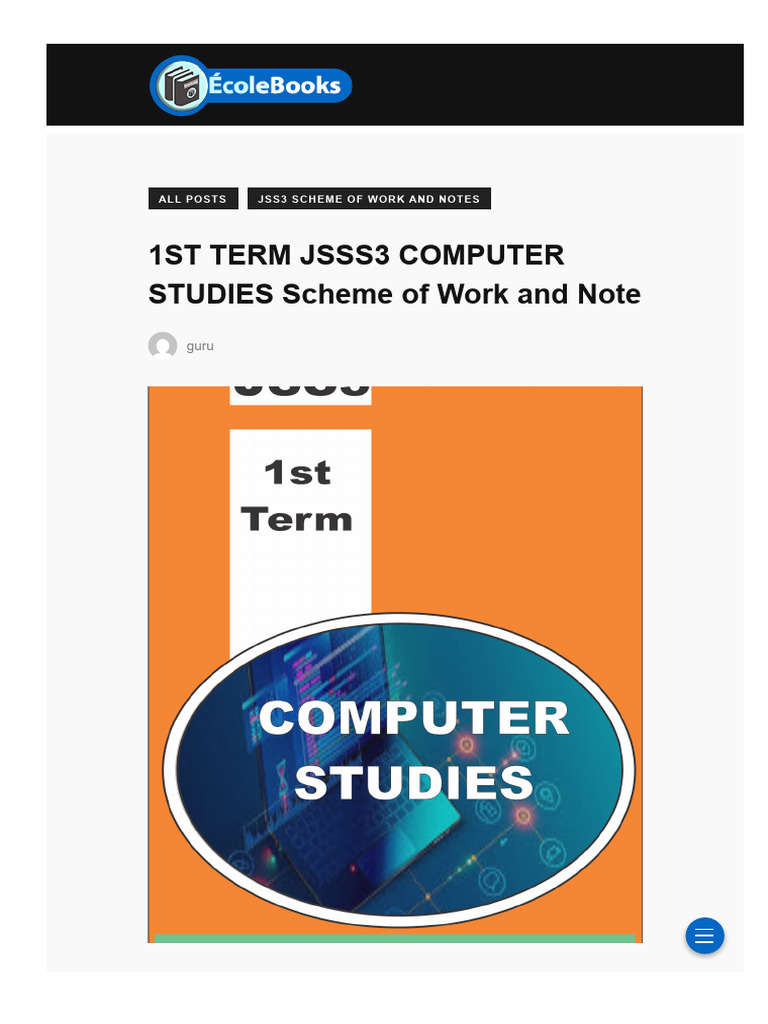 JSS 3 First Term Computer Scheme | PDF | Spreadsheet | World Wide Web