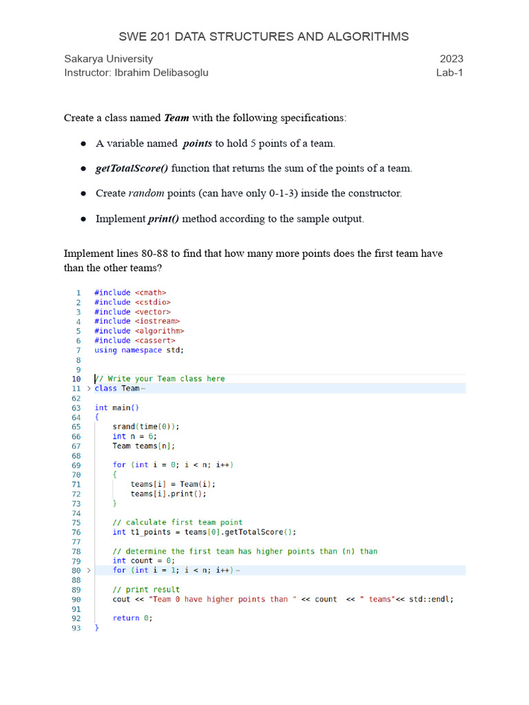 Team Points Calculation in Java Lab | PDF