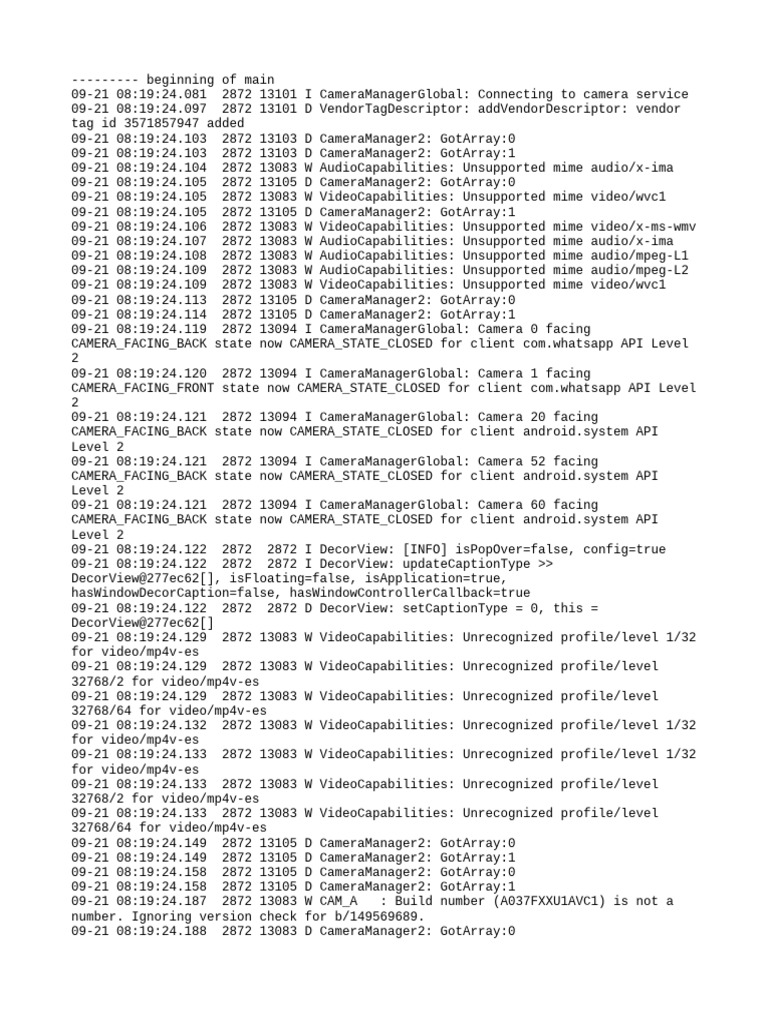 Camera Connection and Error Logs | PDF | Software Development ...