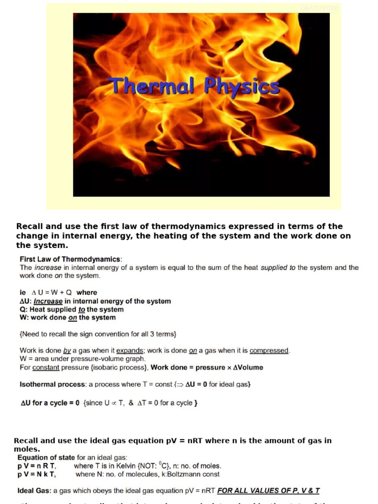 Internal Energy in Ideal Gases | PDF | Gases | Temperature