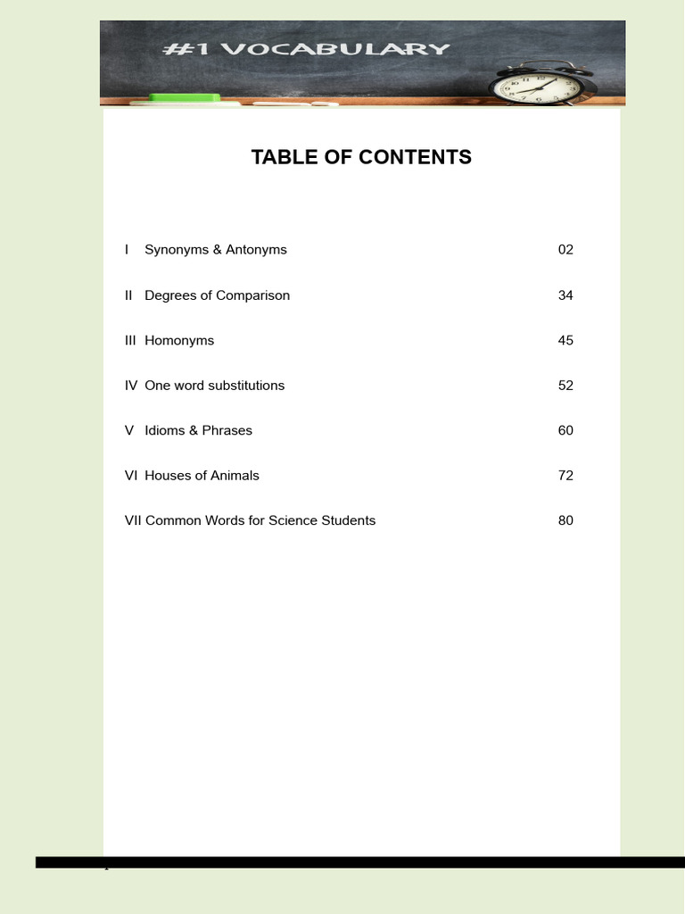 Vocabulary List | PDF
