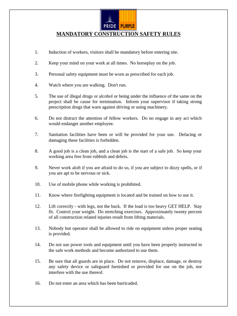 Essential Construction Safety Rules | PDF | Safety