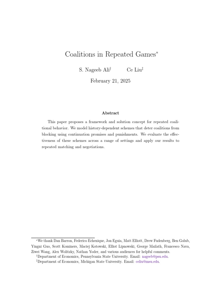 Framework for Coalitional Behavior in Games | PDF | Mathematical And ...