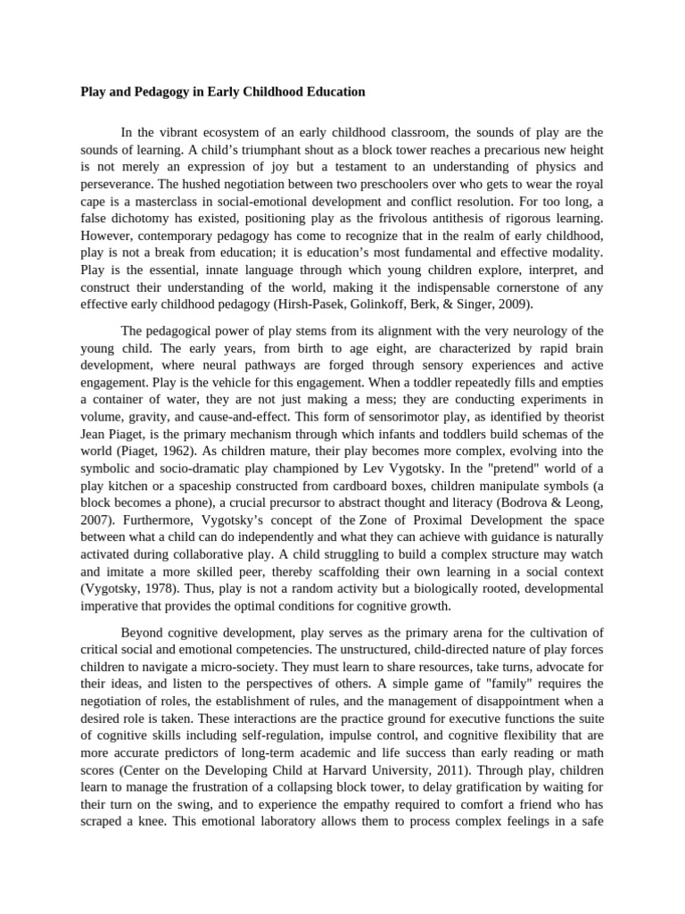 The Power of Play in Early Education | PDF | Liberal Arts Education ...