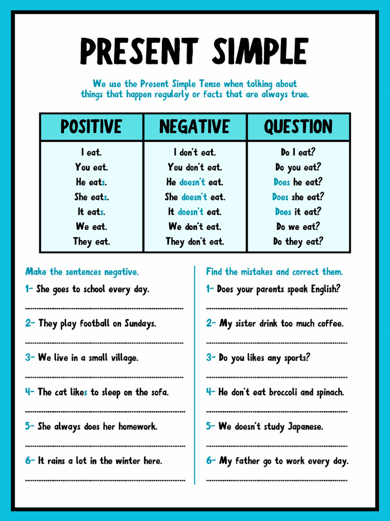 Present Simple Worksheet | PDF